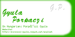 gyula porpaczi business card